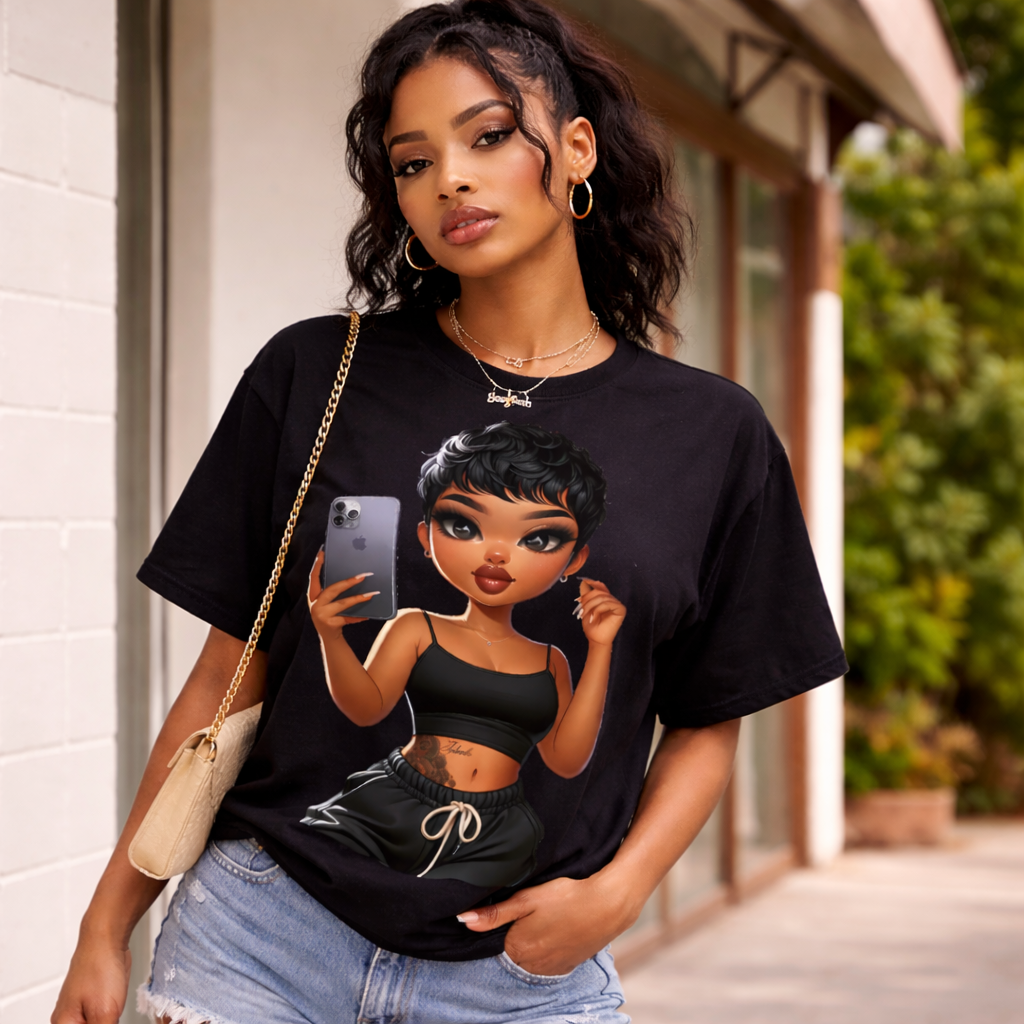 “Selfie Queen Graphic Tee – Bold Black Girl Luxury Streetwear T-Shirt”