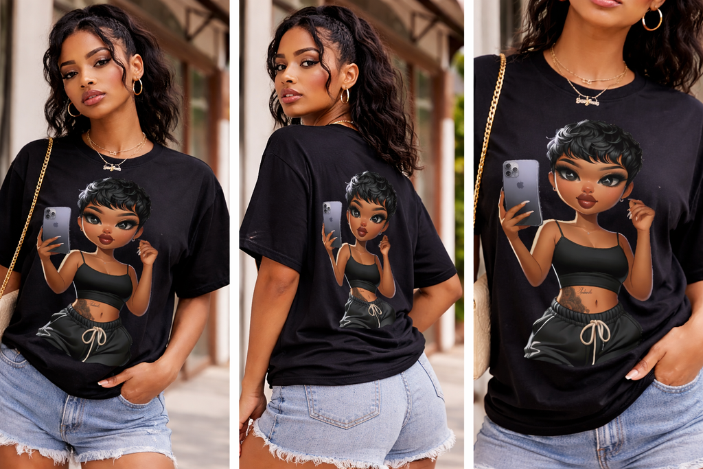 “Selfie Queen Graphic Tee – Bold Black Girl Luxury Streetwear T-Shirt”