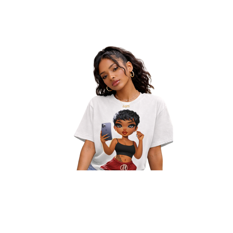 “Selfie Queen Graphic Tee – Bold Black Girl Luxury Streetwear T-Shirt”