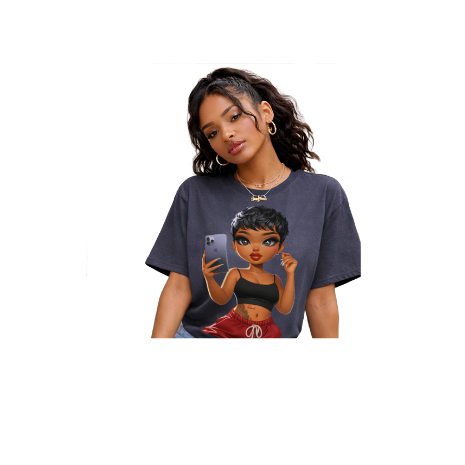 “Selfie Queen Graphic Tee – Bold Black Girl Luxury Streetwear T-Shirt”