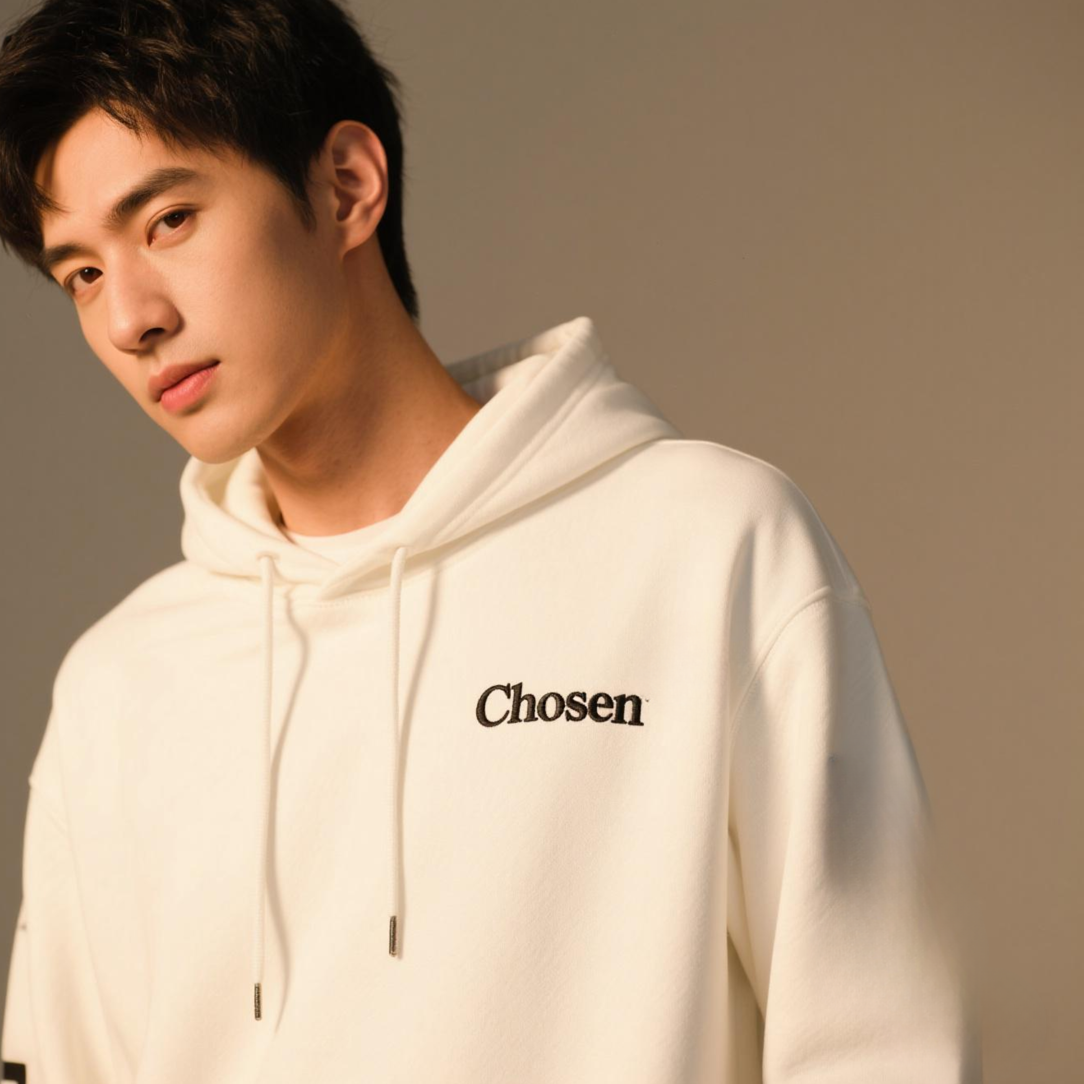 Chosen® White Graphic Hoodie - Modern Comfort, Signature Style