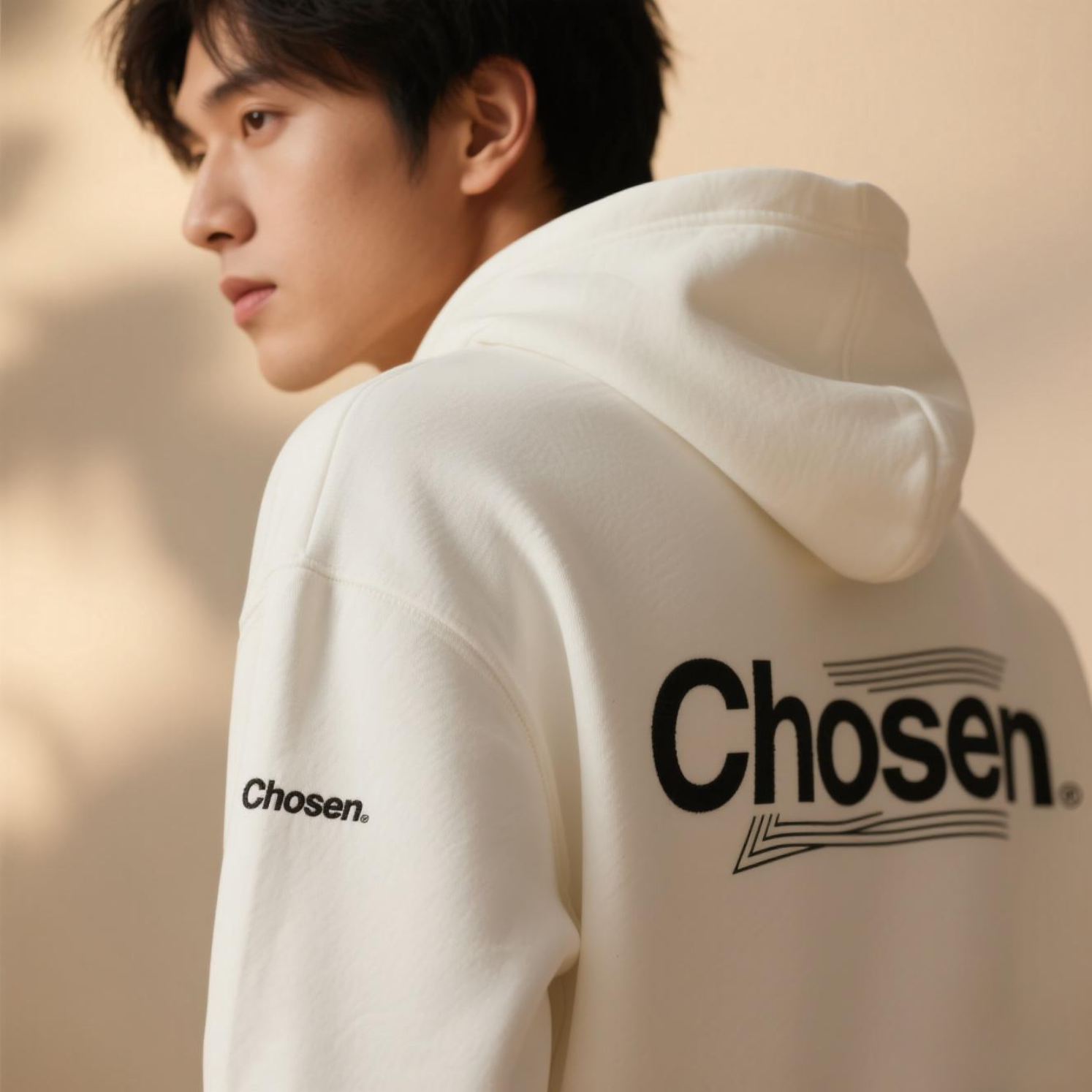 Chosen® White Graphic Hoodie - Modern Comfort, Signature Style